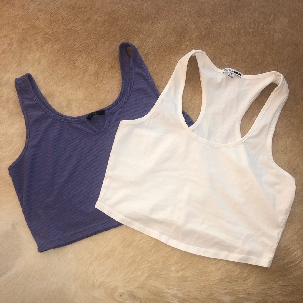 Fashion Nova L Nwot crop racerback and Shein L purple crop top
